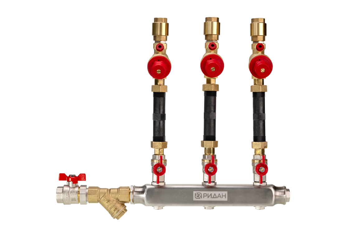 Узлы распределительные этажные для систем водоснабжения WDU.3R Ридан (коллекторы из нержавеющей стали)