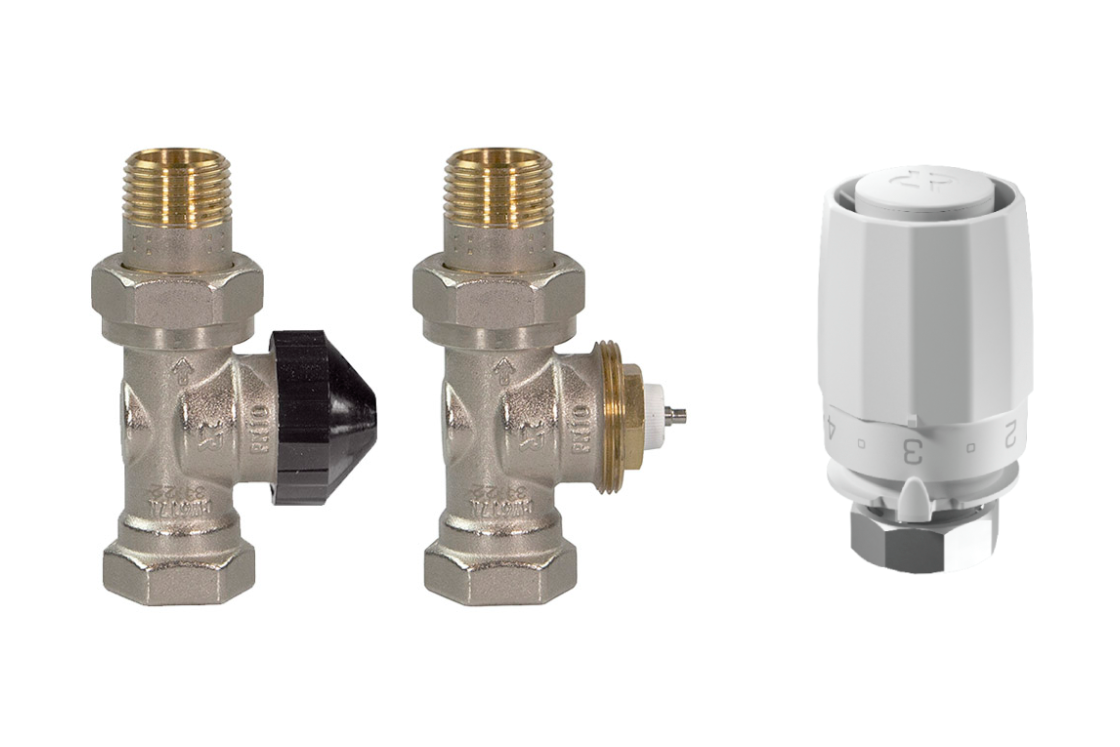 Комплект для двухтрубной системы отопления для радиаторов или конвекторов отопления с боковым подключением: клапан терморегулирующий 013G7016R (Ду20, прямой) + термостатический элемент 003G8001R (присоединение М30х1,5)